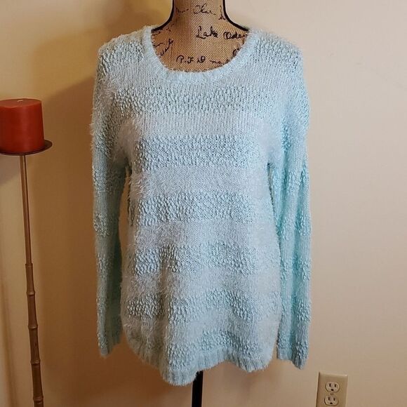 New Directions aqua sweater size Large - Picture 2 of 9